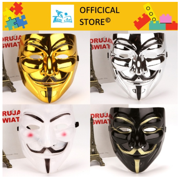 Mặt Nạ Hacker Chúa Anonymous Cực Ngầu (Vàng, Bạc, Đen, Trắng) - Phụ Kiện Hóa Trang, Cosplay Halloween